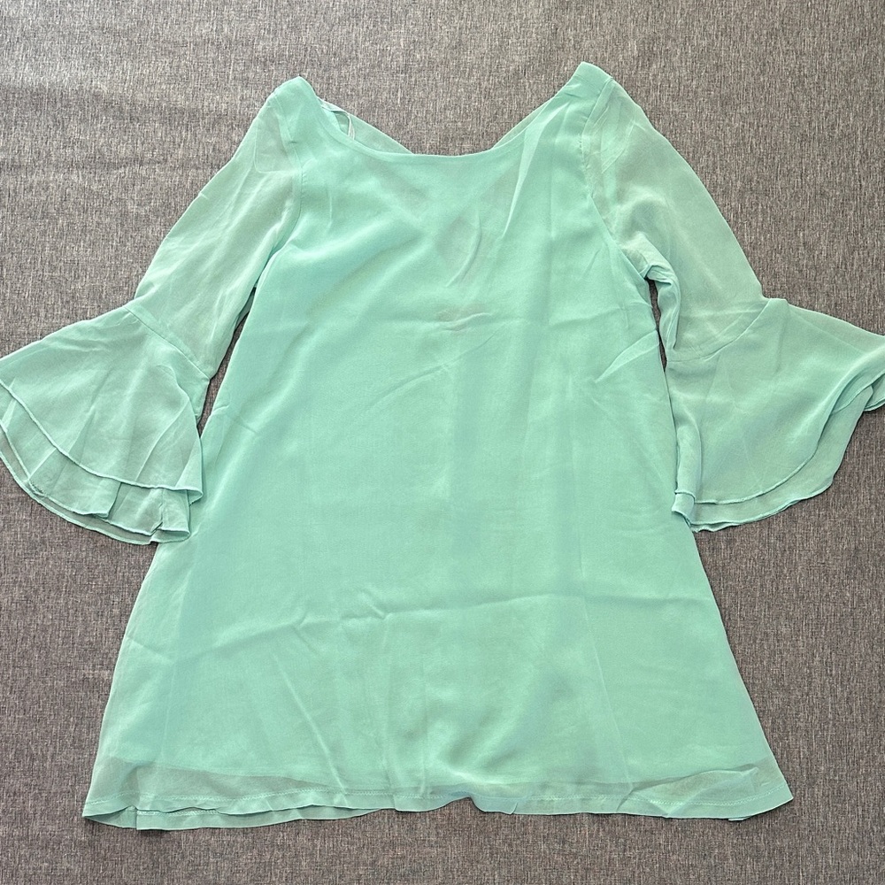 ROSE BURG Flare-Sleeve Mini Dress